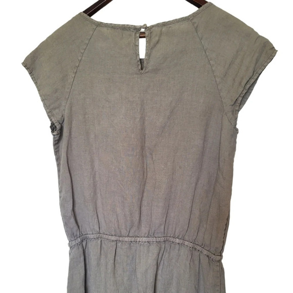 Joie Linen Mini Dress Womens Small Lagenlook Minimalist Beachy Ruffle Neutral - Picture 4 of 7